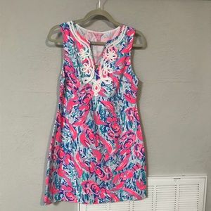 Harper Shift Dress cracked up cosmic coral